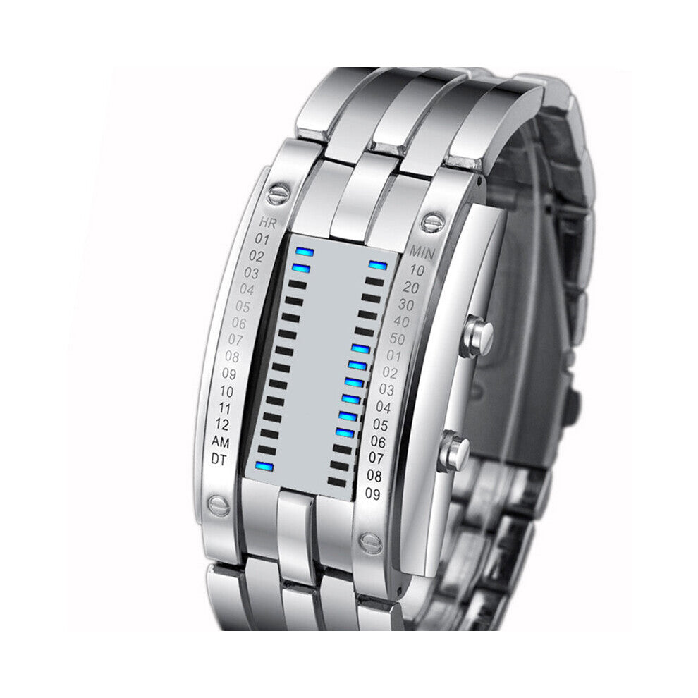 Relogio Masculino Men Sports Watches Men Led Digital Watches Stainless Steel Binary Watches Men ELectronic Watches