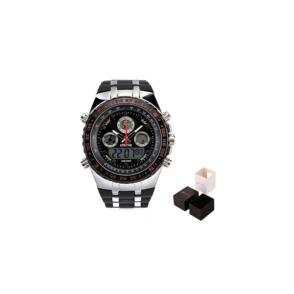 S8002 Wristwatches Montre Homme Multifunction Sports Watches Army Military Heavy Dial Alarm Led Analog Clock