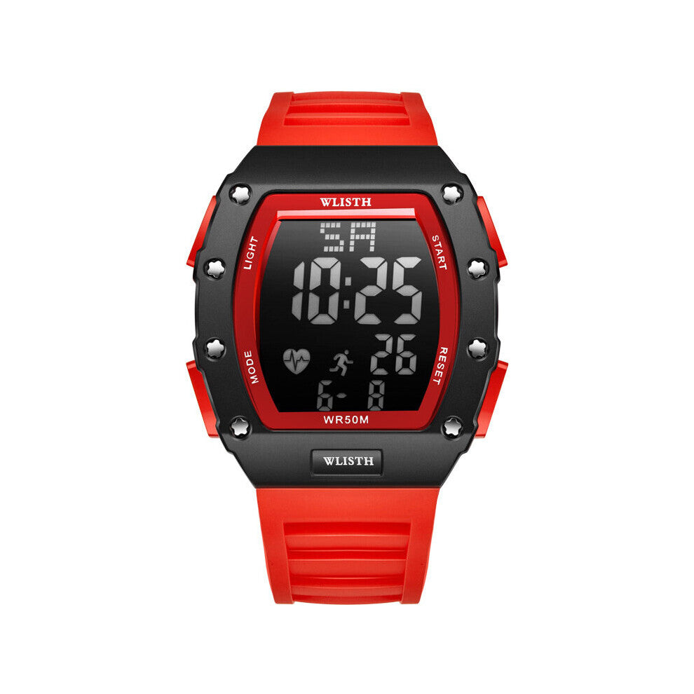 Sports Watch Electronic Digital Clock Waterproof Men's Wrist Watch Man Red Multifunction Date Watch A4186