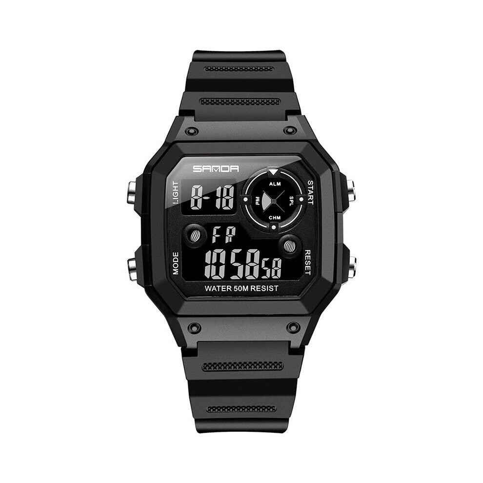 SANDA Sell Digital Watch Multifunctional Square Electronic Watch Waterproof Luminous Sports Men's Watch 418