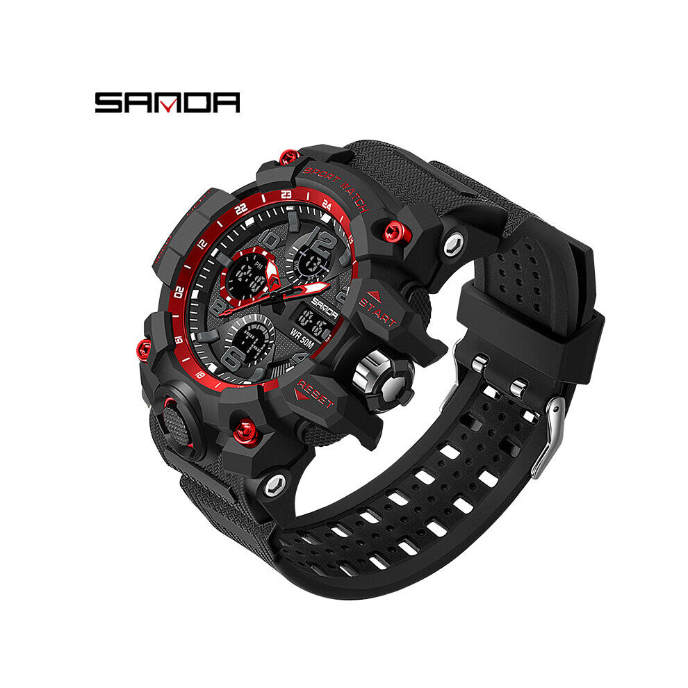 SANDA Sports Men's Watches Military Waterproof Dual Display Quartz Wristwatch For Male Clock Stopwatch Relogios Masculino