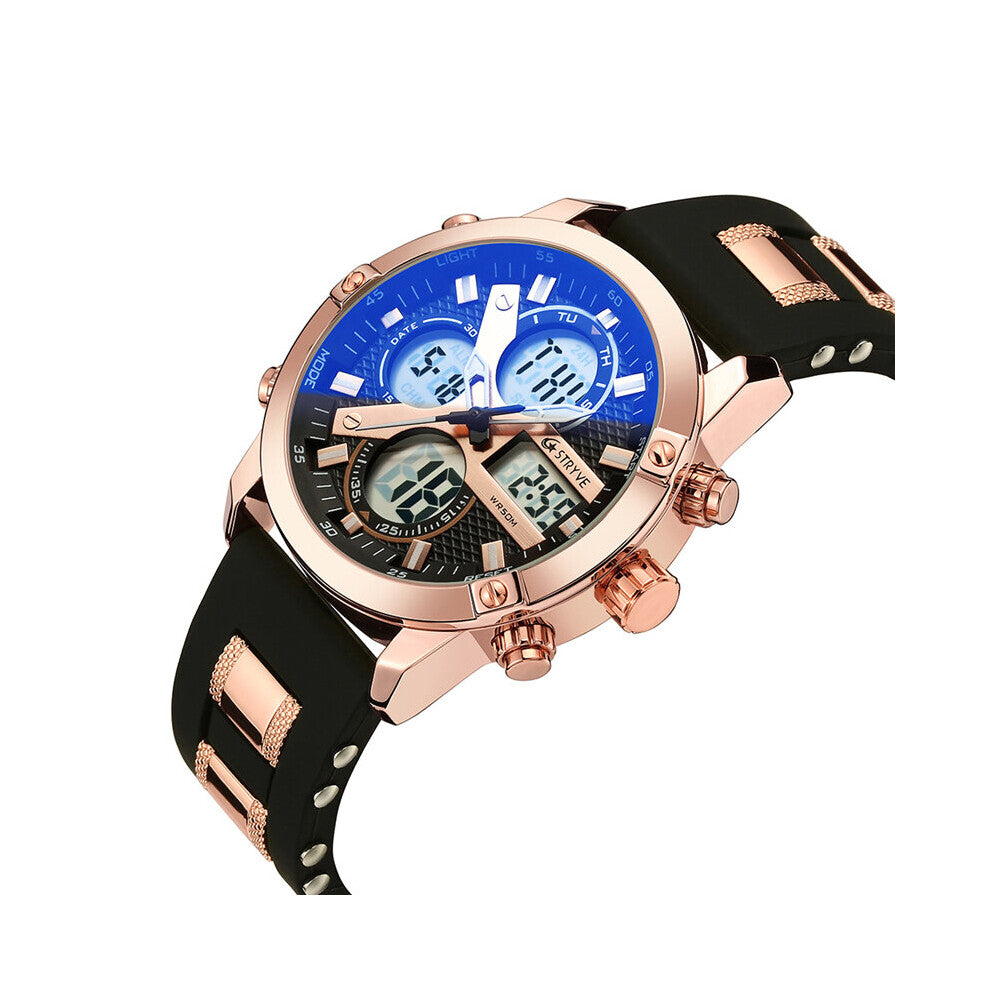 8021 Men Sports Wrist Watches Military Rubber&Metal Belt Waterproof Date Week Electronic Clock Digital Quartz Watch