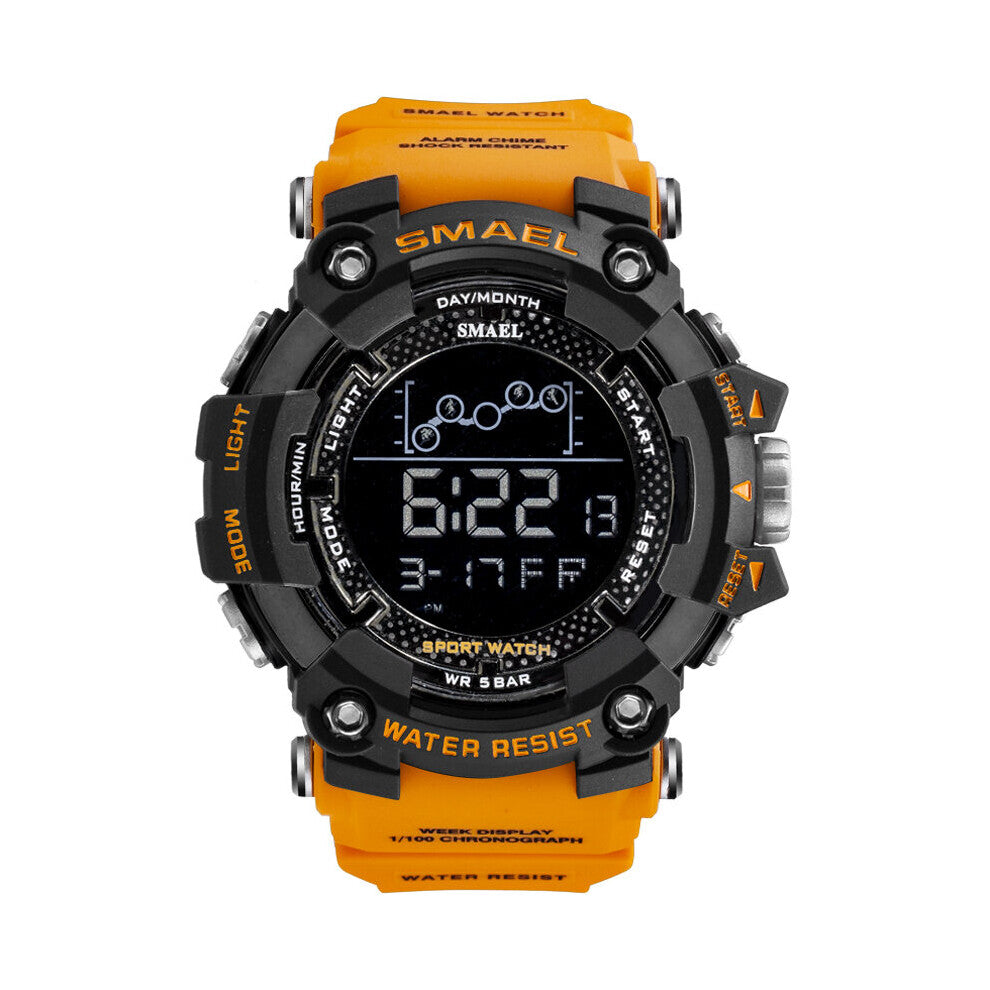 The Round Sports Waterproof Men Big Dial Watches Rubber Band Multi-function Luminous Electronic Watch Relogio Masculino