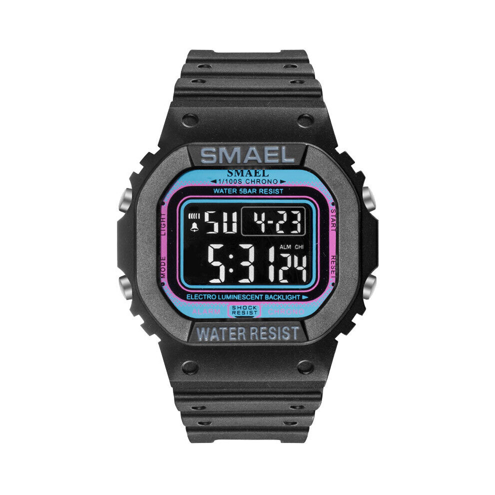 The Rectangle Sports Waterproof Men Function Watches Rubber Band Student Electronic Watch Relogio Masculino