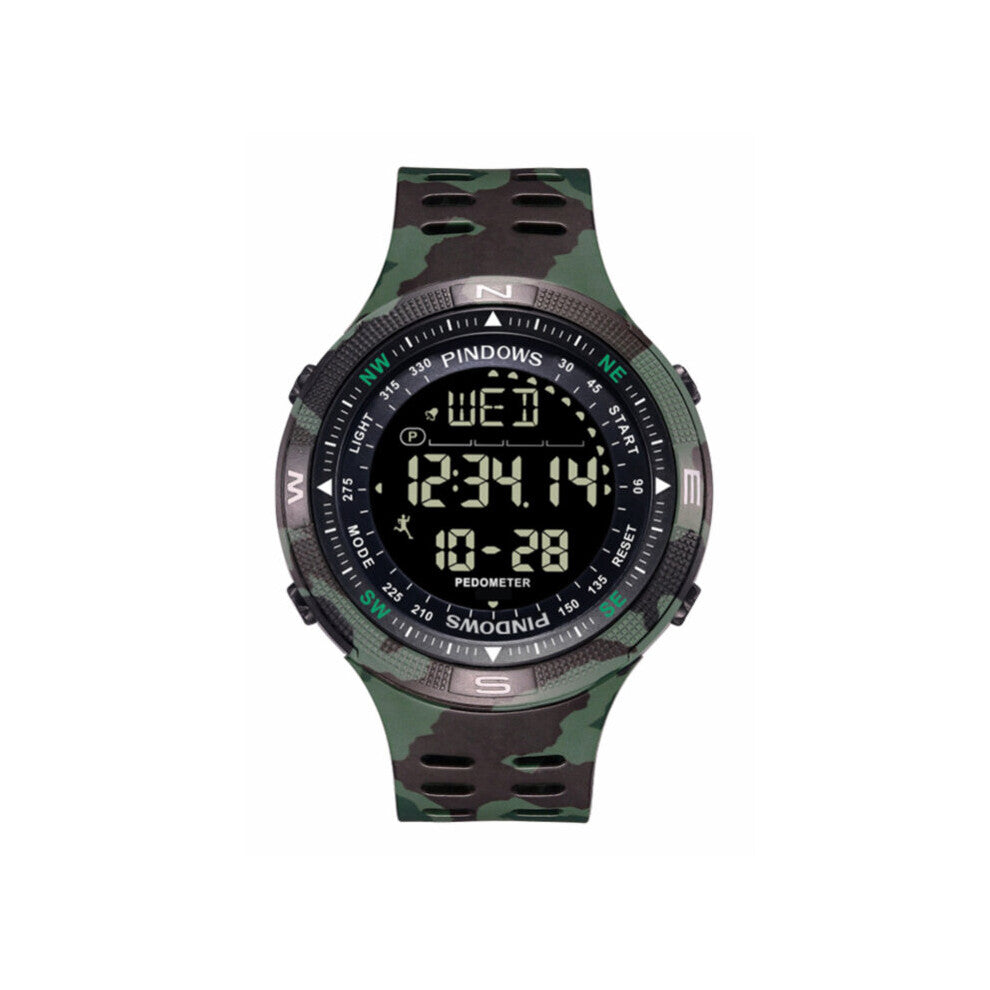 Summer Men Waterproof Digital Watches Be Applicable To Military Green Camouflage Step Meter Multi-function Sports Watches