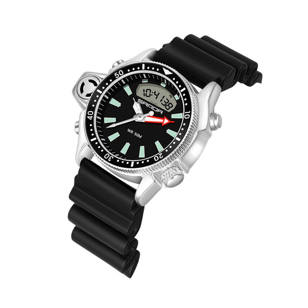 SANDA Men Watches Military Waterproof Dual Display Sports Watch Yellow LED Quartz Wristwatches horloges mannen