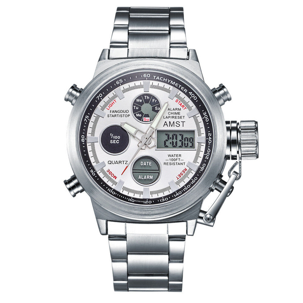 Men's Sports Watch, Digital Watches,Multi-function Clock, Stainless Steel Watch for Men, Multi-time Zone,Waterproof,Montre Homme