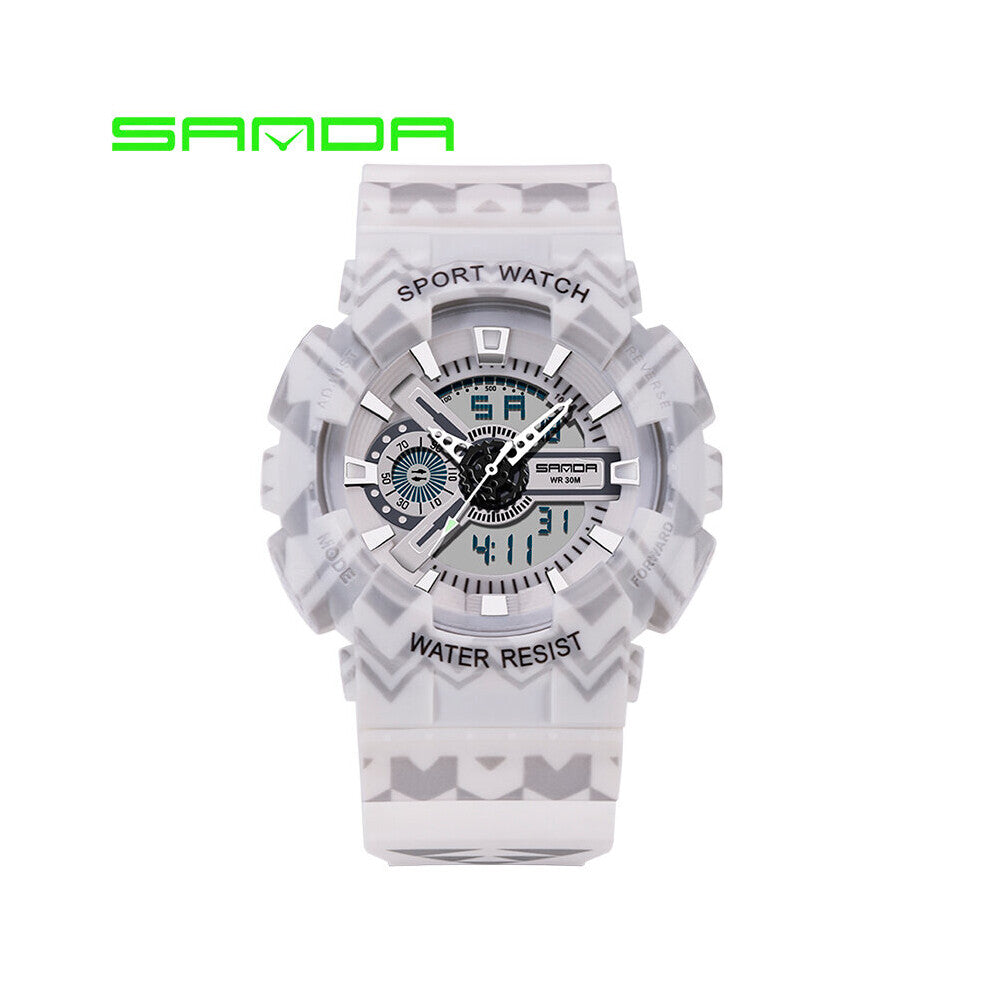 Sanda Men Sports Watches Male Casual Digital Analog Display Camouflage Rubber Band Sports Montre Homme