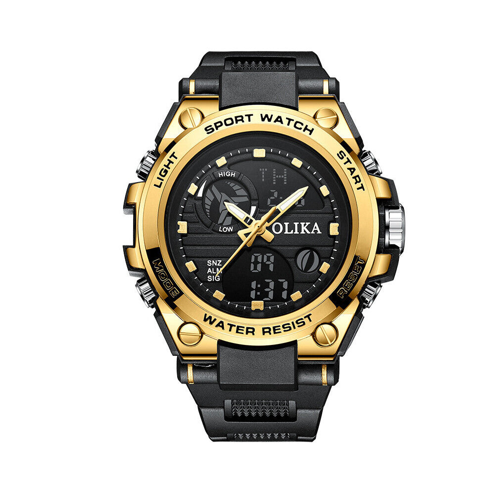 Dual-display Waterproof Digital Watches Mens Outdoor Sports Timing Quartz Watch Student Chronograph Wristwatch for Men