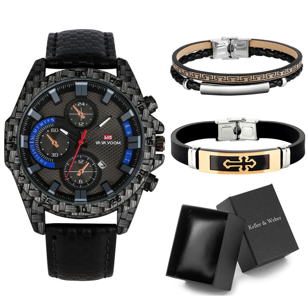 Racing Men's Sports Watch Bracelet Watch Gift Set with Box Quartz Calendar Wristwatch Birthday for Boyfriend