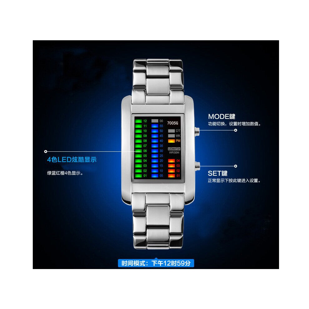 Binary Watch Men Digital Led Watches Multifunctional electronic Wristwatches Steel Men Sports Watches