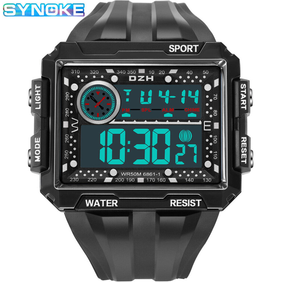 Men's Wristwatch Clock Electronic Galaxy Watch 4 Strap Digital Square Multi-function Outdoor Sports Watch Luminous Waterproo