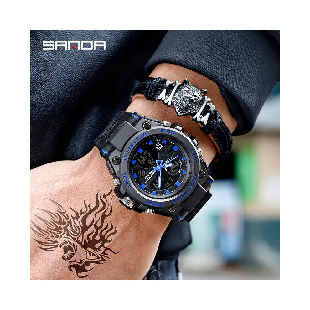 Business Men Watch Dual Display Waterproof Male Clock Military Sports Electronic Watch Multifunction Wristwatches Hodinky