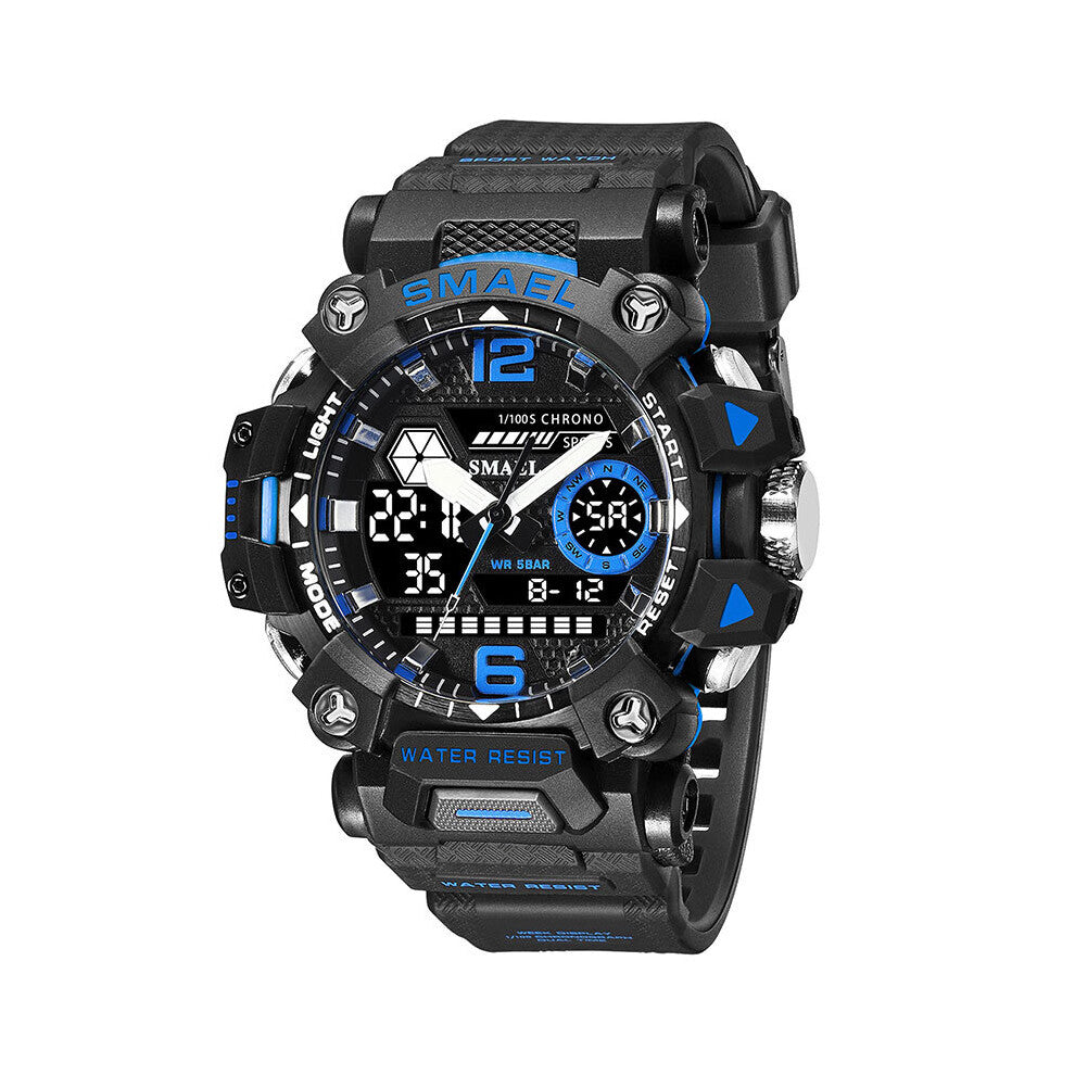 SMAEL Sport Men Quartz Digital Watch Creative Diving Watches Men Waterproof Alarm Watch Dual Display Clock Relogio Masculin