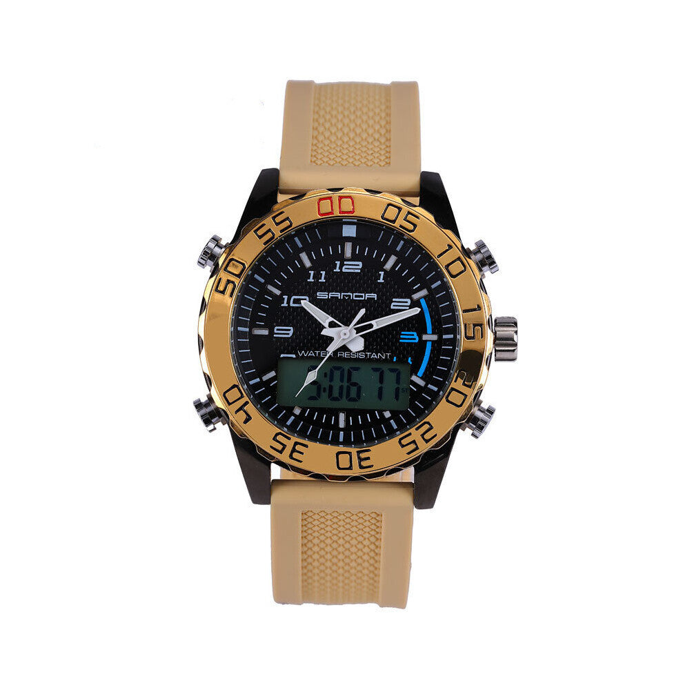 Functional Quartz Electronic Double Display Watch For Men Sports Waterproof Luminous Electronic Students Watch