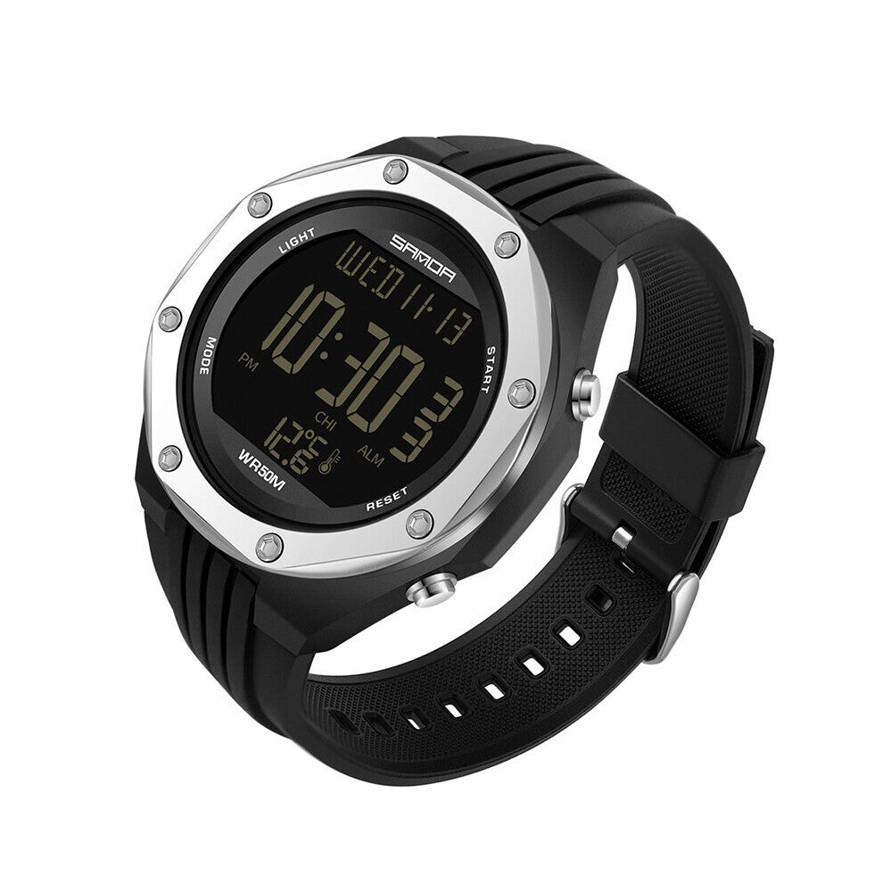 Sanda Military Men's Watches Body Temperature Monitor 50m Waterproof Sports Watch Led Electronic Wristwatches 6028
