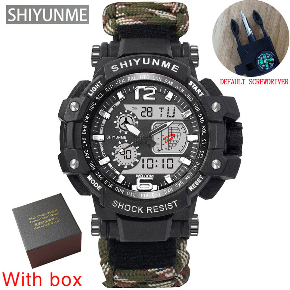 Mens Watches To Men Sports Watches Men's LED Digital Clock Waterproof Compass Military Wrist Watch 1505C