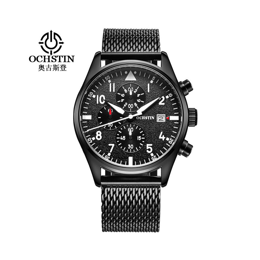 Man WristWatch Waterproof Chronograph Men Watch Military Top Stainless Steel Sport Business Male Clock 6043