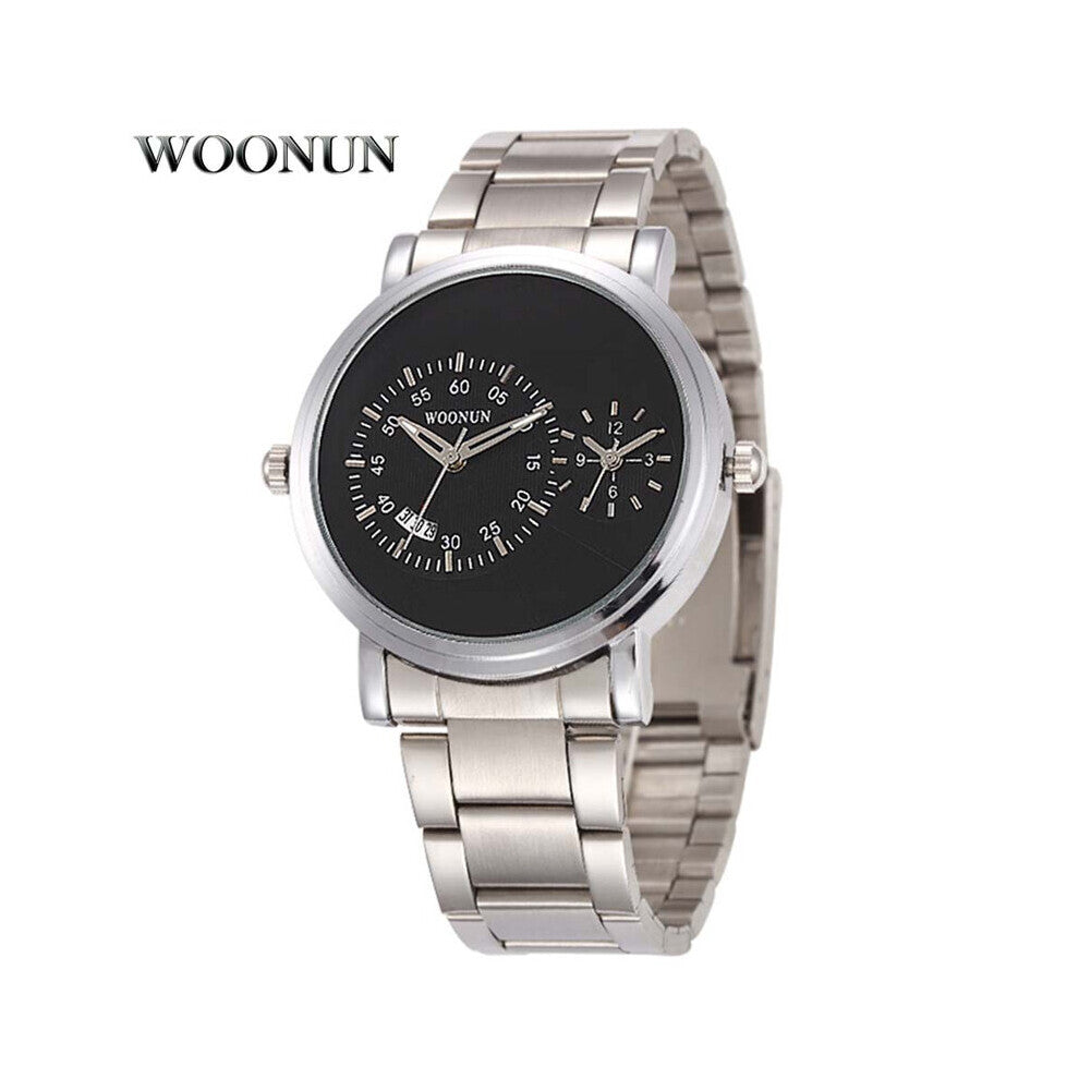Sports Watch Stainless Steel Men's Watches Men Watches Dual Quartz Movement Dual Time Zone Wristwatches