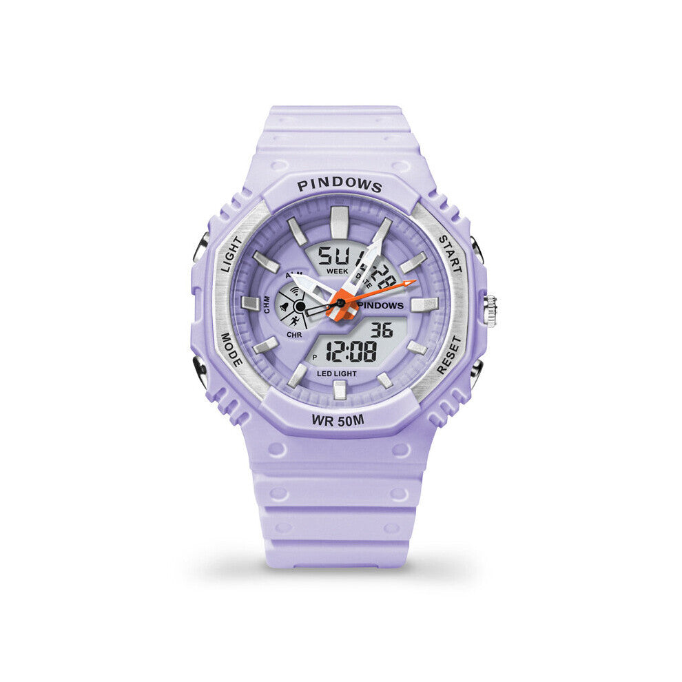 Winter Men Waterproof 50 Digital Watch Be Applicable To Kids' Pink Double Time Function Sports Watches Purple