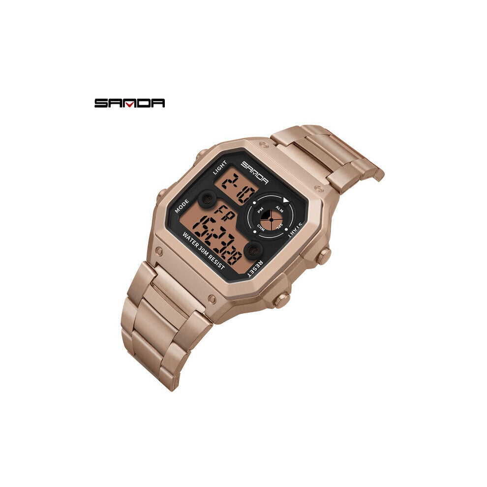 Stainless Steel Sports Men's Watches Digital Watches Men Waterproof Count Down Clock Relogio Masculino 408