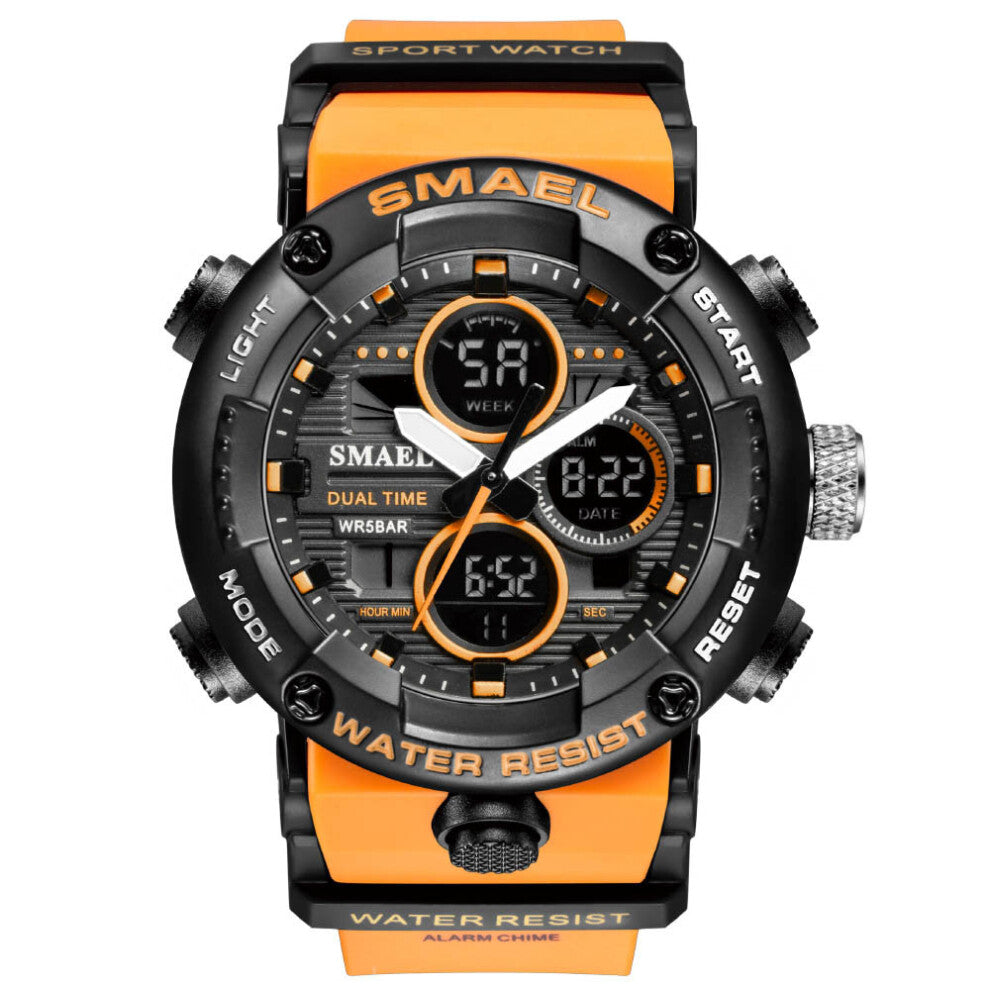 SMAEL Watch 8308 Men Sports Watches Dual Display Digital Analog Quartz Wristwatches Men Waterproof Swimming Military Watches