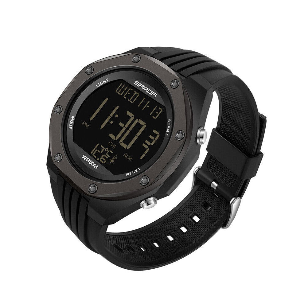 Sanda Top Military Men's Watches Body Temperature Monitor 50m Waterproof Sports Watch Led Electronic Wristwatches