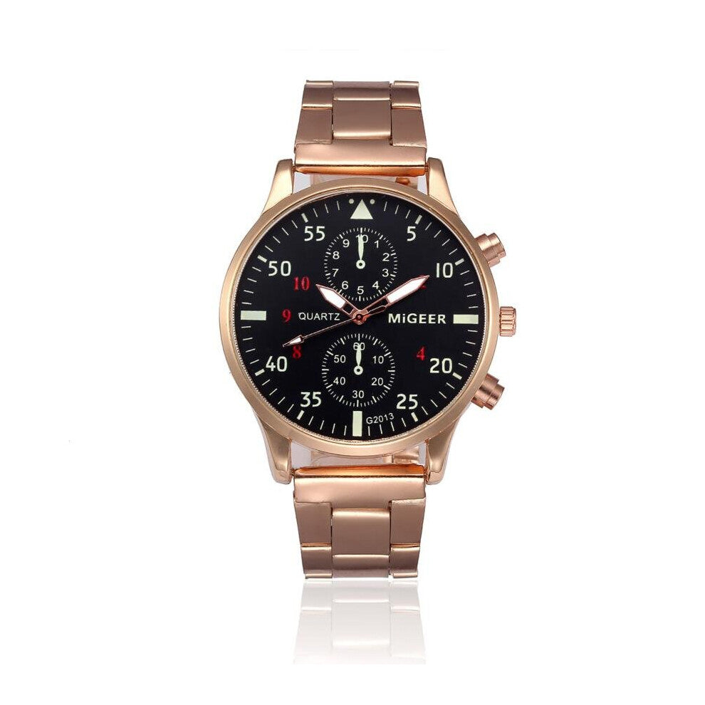 MIGEER Watches Men Rose Watches Stainless Steel Quartz Watch Men Sports Watches reloj hombre relogio masculino
