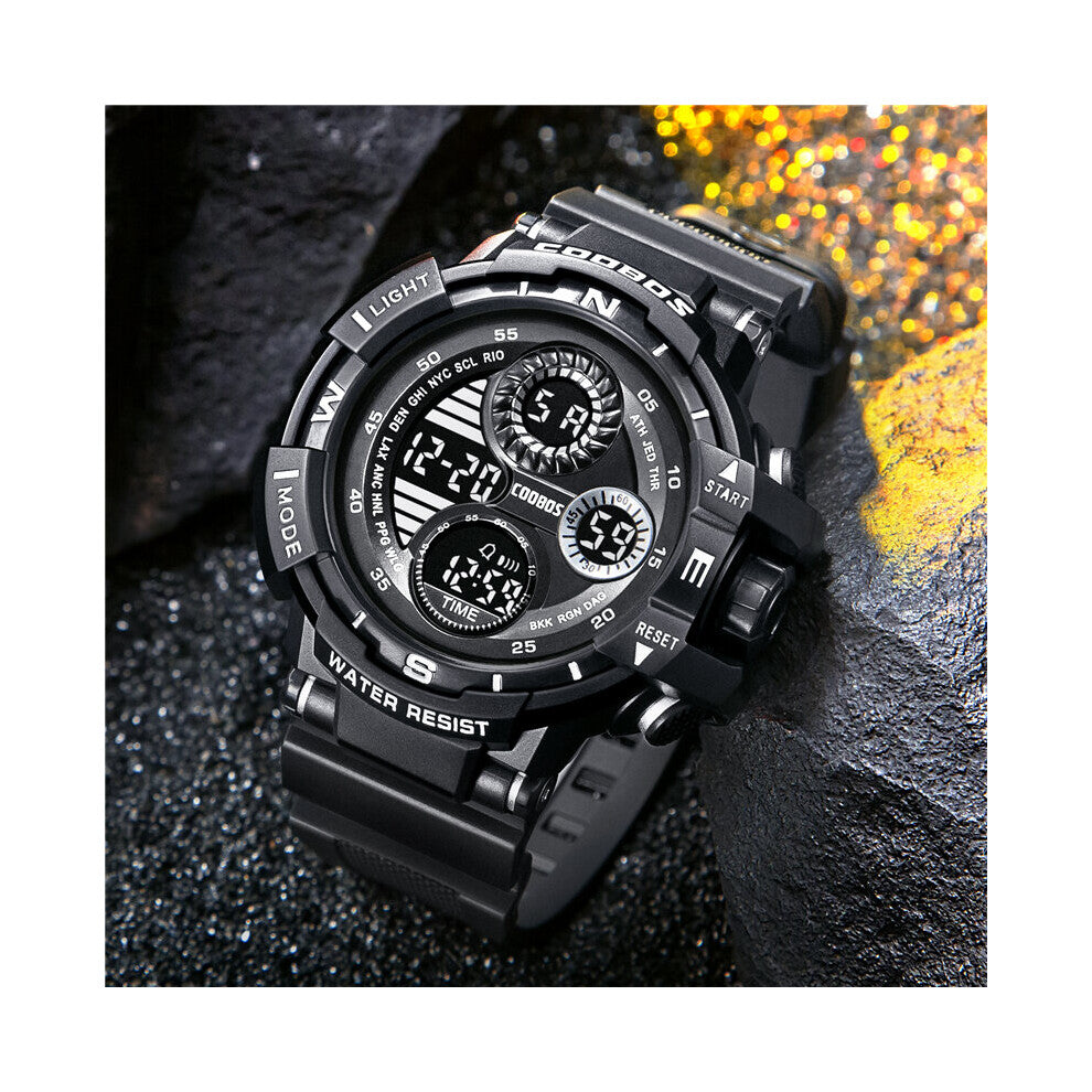 Top COOBOS Men's Watch Waterproof LED Digital Watches for Men Sports Outdoor Wristwatch Fitness Date Clock Reloj Hombre