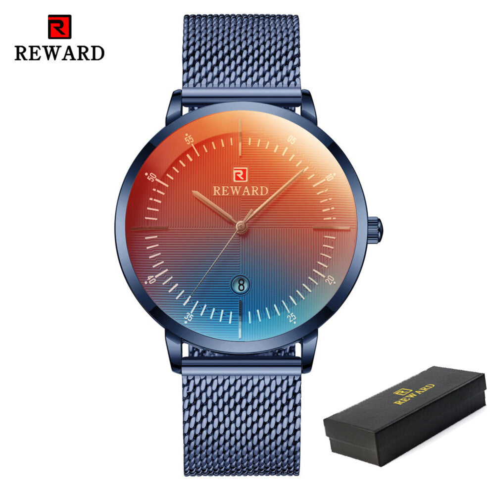 Mens Watches Top Quartz Watch Men Changing Table Mirror Steel Mesh Waterproof Wrist Watch