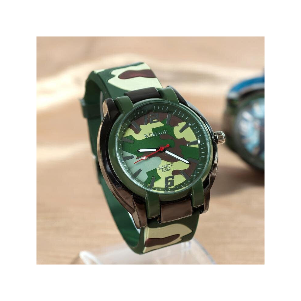 Camouflage Military Sports Aviator Watches Womage Green Rubber Band Quartz Wriswatches Relogio Masculino mannen horloge