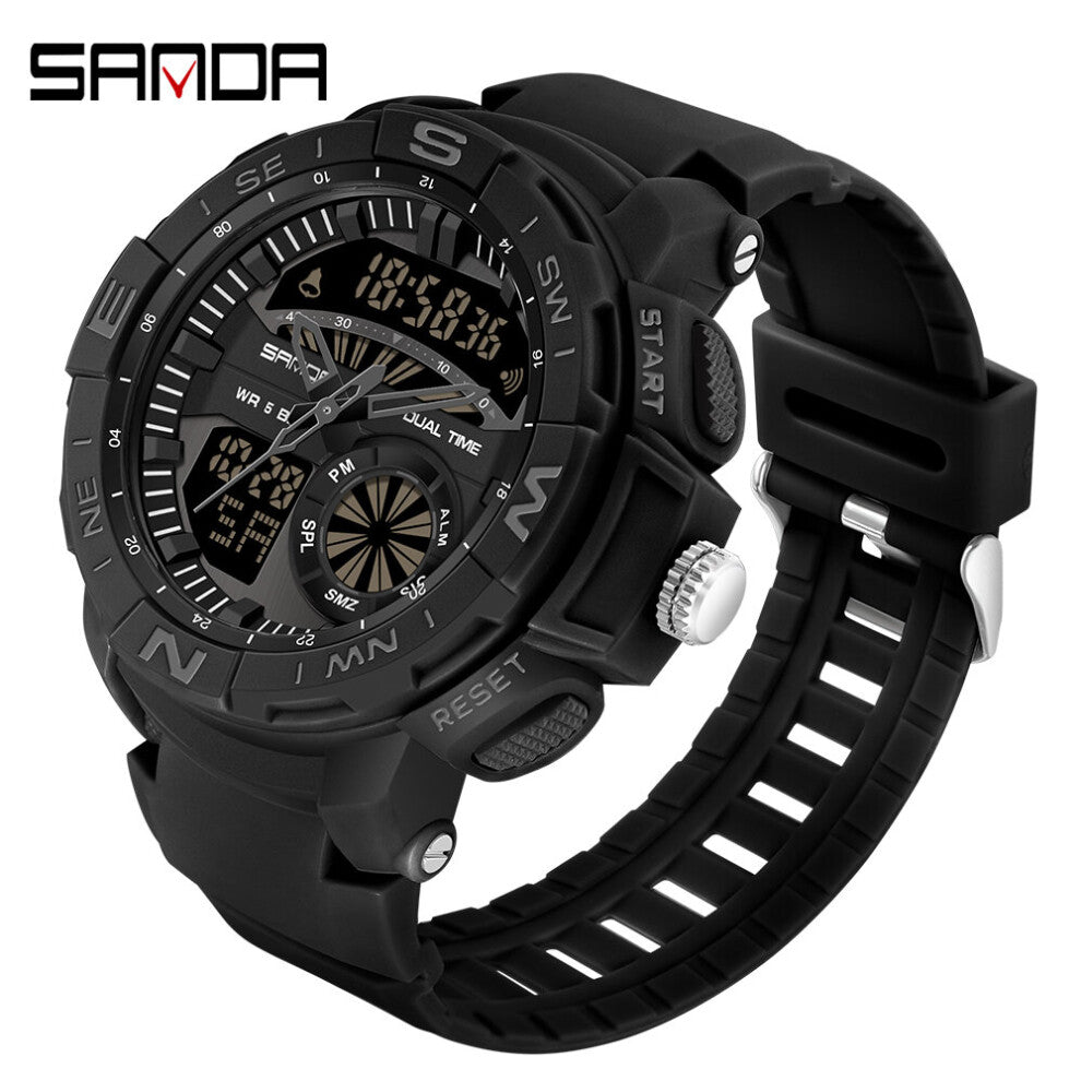 Electronic Movement Men's Watches Shockproof Waterproof Sport Watch Clock Dual Display Outdoor Digital Stop Wristwatch