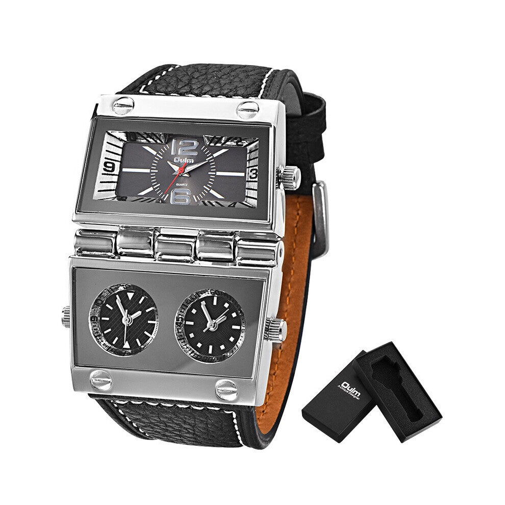 Men Dual Display Sports Watches Men Watch Fold Big Size Outdoor Clock Leather Quartz Watch Relogio Masculino