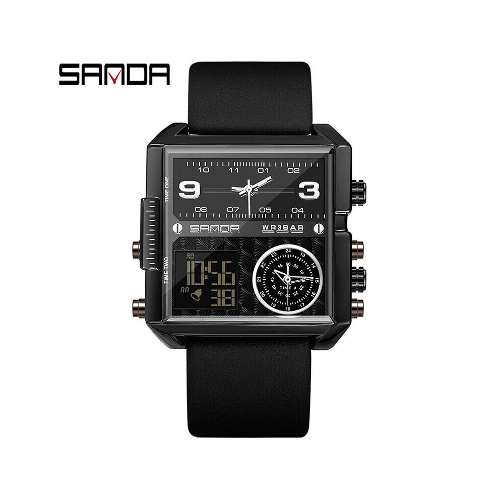 Three Time Zones Quartz Watches for Men Military Digital Men's Watches Casual Waterproof Male Clock Wristwatches