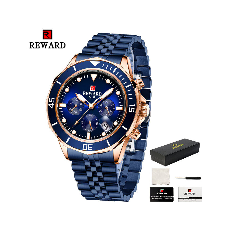 Men's Wrist Watches for Man Waterproof Sport Watch Chronograph Luminous Date Stainless Strap Business Wristwatch