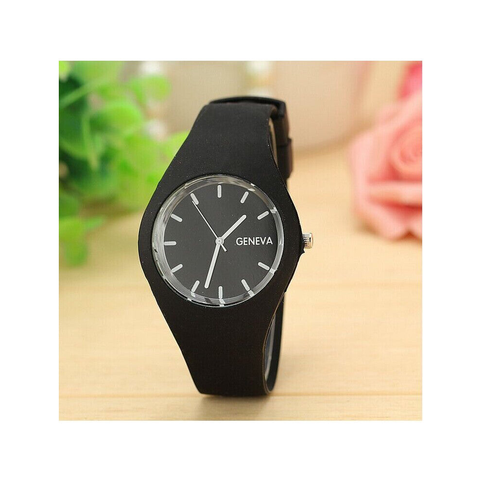 Stainless Steel Silicone Strap Analog Quartz Wrist Watch Style Bracelet women watches