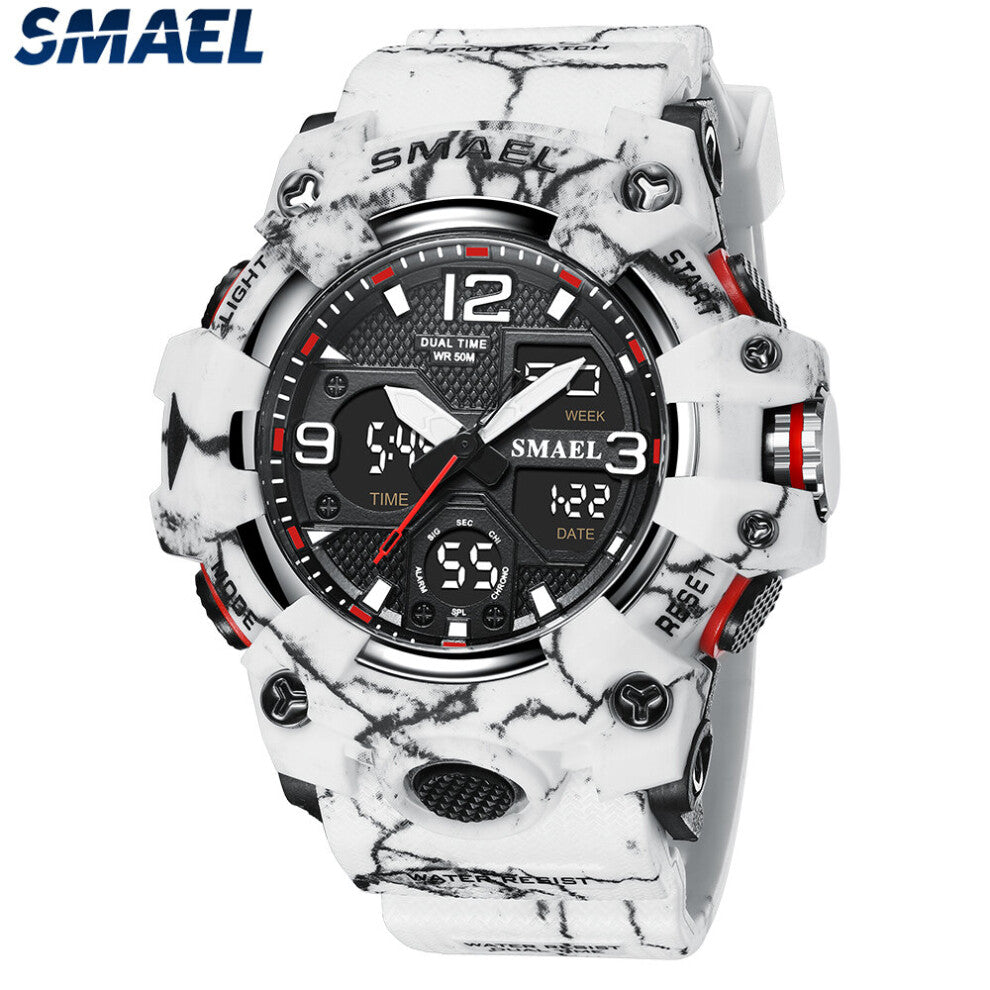 Men Watches 50M Waterproof Clock 8008 Camouflage Dual Display Wristwatch Quartz Military Watch Sport Mens reloj hombre