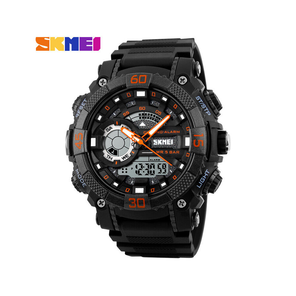 Dial Outdoor Sports Watches Men Electronic Quartz Digital Watch 50M Waterproof Wristwatches Relogio Masculino 1228