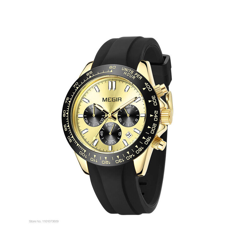 Quartz Watches for Men Silicone Strap Chronograph Wristwatch with Date 24-hour Indicator Luminous Hands