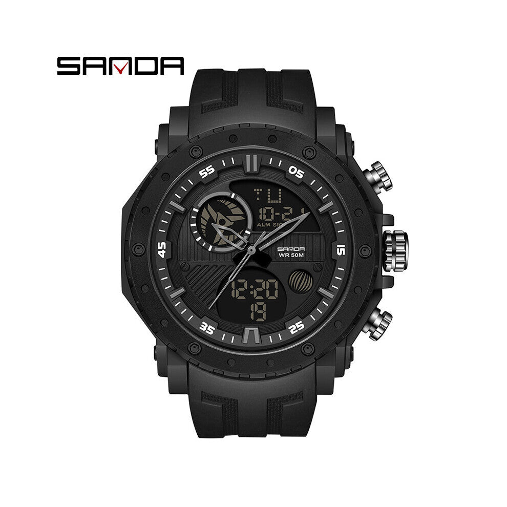 Big Dial Sports Mens Watches Top LED Digital Quartz Dual Display Watch For Men Waterproof Wristwatch