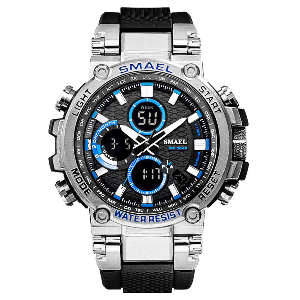 Dual Time LED Digital Watch for Men Week Date Waterproof Quartz Watches Military Sport Stopwatch ???? relogio reloj Orange