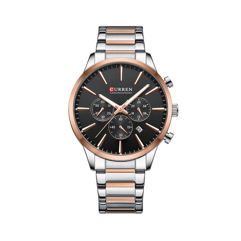 Stainless Steel Watches for Mens Creative Luminous Dial with Chronograph Clock Male Casual Wristwatches