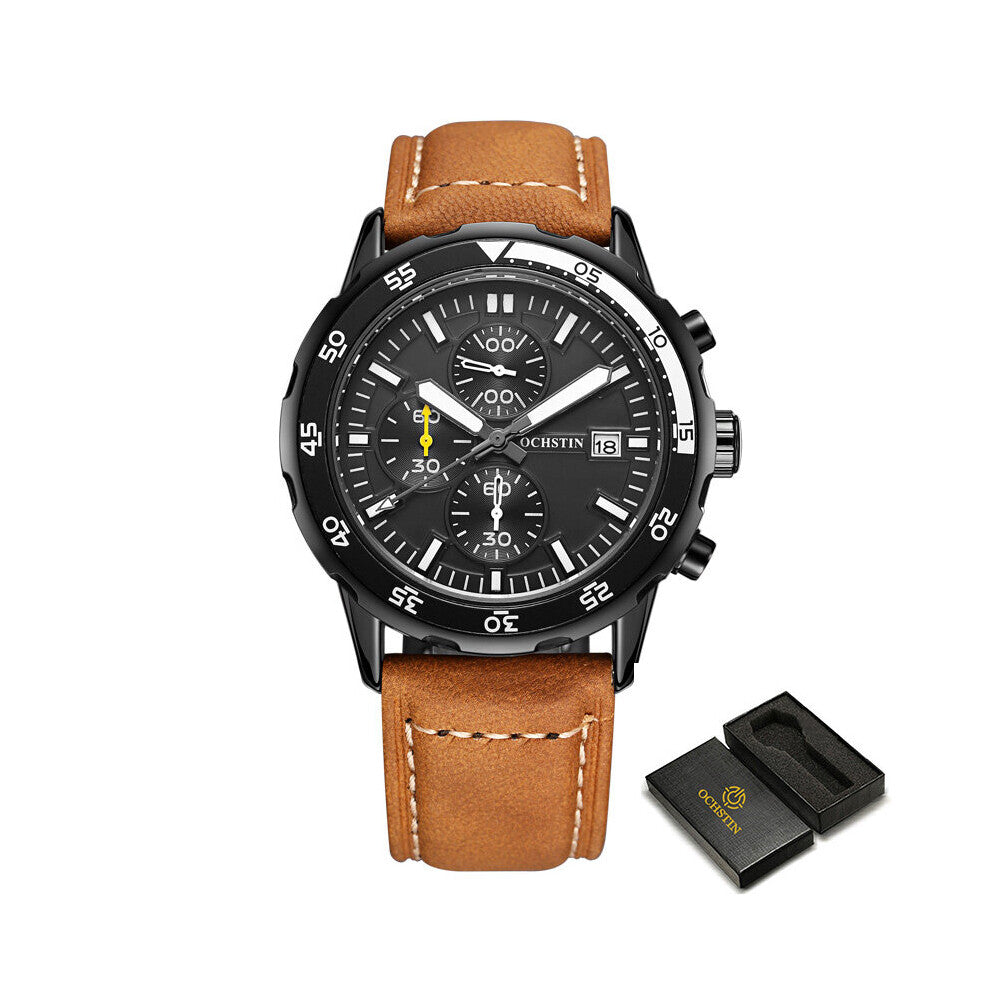 Man Watches Military Pilot Chronograph Men's Quartz Wrist Watch Sport Nylon Leather Strap Clock Relogio Masculino