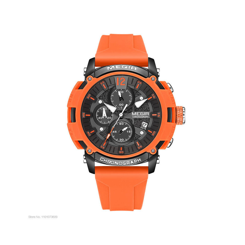 Navy Quartz Watches Men Silicone Strap Military Sport Chronograph Wristwatch with Auto Date 3atm Waterproof Luminous