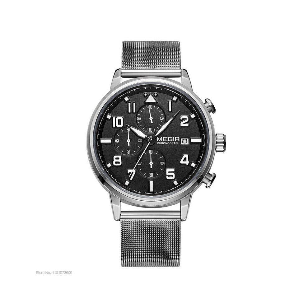 Men's Watches Top Chornograph Quartz Watch Stainless Steel Mesh Strap Wristwtatch ???? ??????? relogio