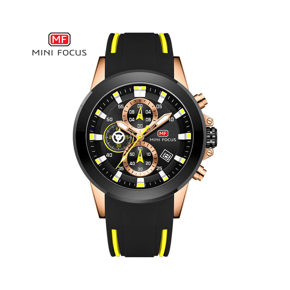 MINI FOCUS Army Watches Men Silicone Strap Chronograph Quartz Watch Sports Wristwatch Top Relogios Masculino 0287