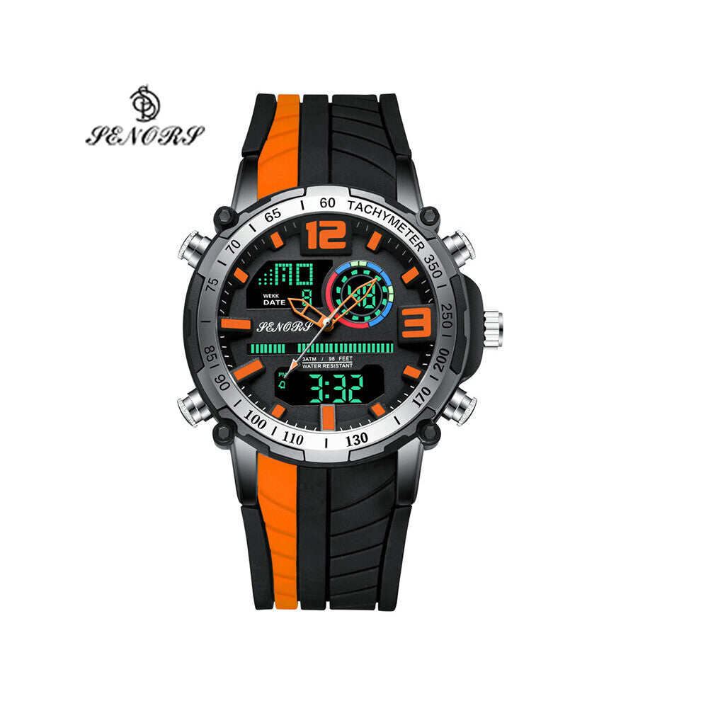 SENORS Watches for Men Sports Watch Dual Display Men's Waterproof LED Quartz Digital Wrist Watch Clock Relogio Masculino