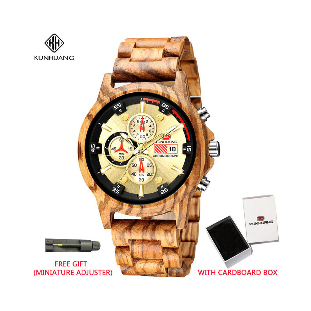 Wood Watch Men Chronograph Military Sport Watches Stylish Casual Personalized Wooden Quartz Watches Relogio Masculino