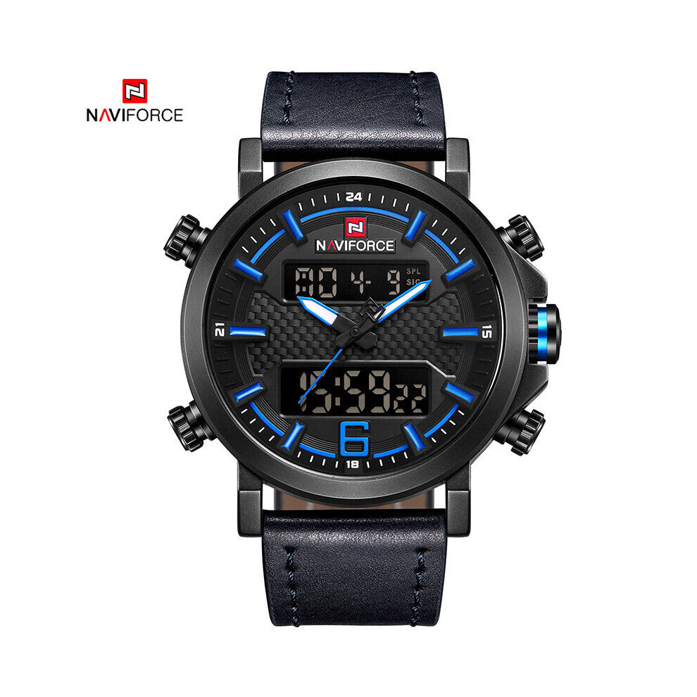 Men's Sports Watches Leather Band Waterproof Quartz WristWatch Male LED Digital Analog Clock Reloj Hombre