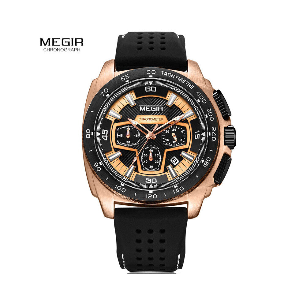 Men's Silicone Sportz Chronograph Wrist Watches Army Marine Quartz Stop Watch Clock Man Relogios Masculino 2056G-BK-1